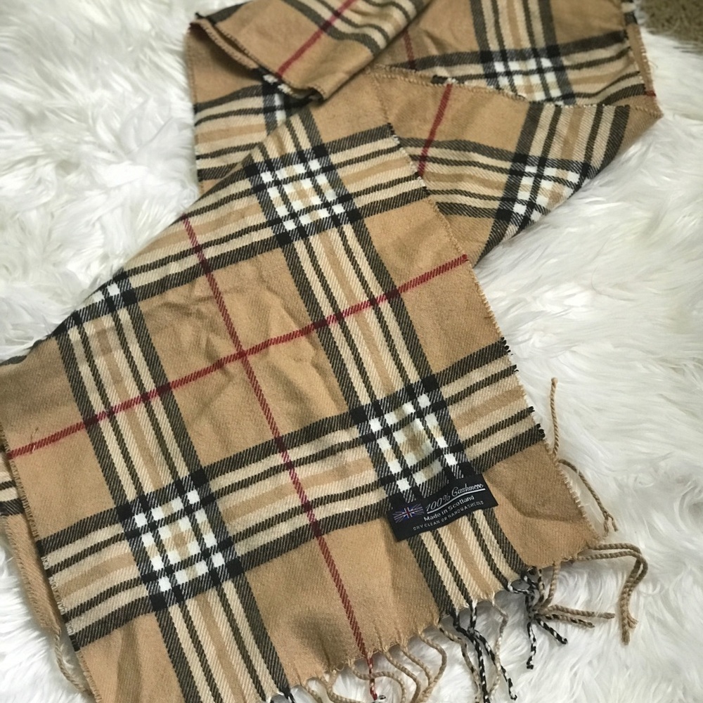 Brown and white black scarf